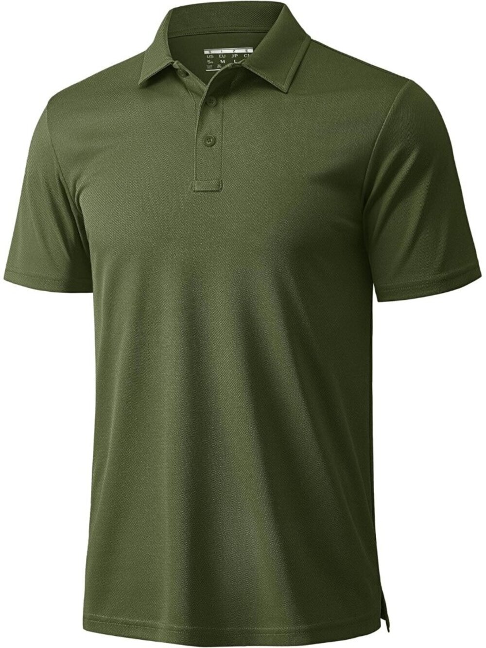 Men’s Army Green Golf Polo Quick Dry Moisture Wicking Athletic Fit Tee Shirt